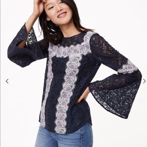 NWT Bell Sleeve Lace top Loft